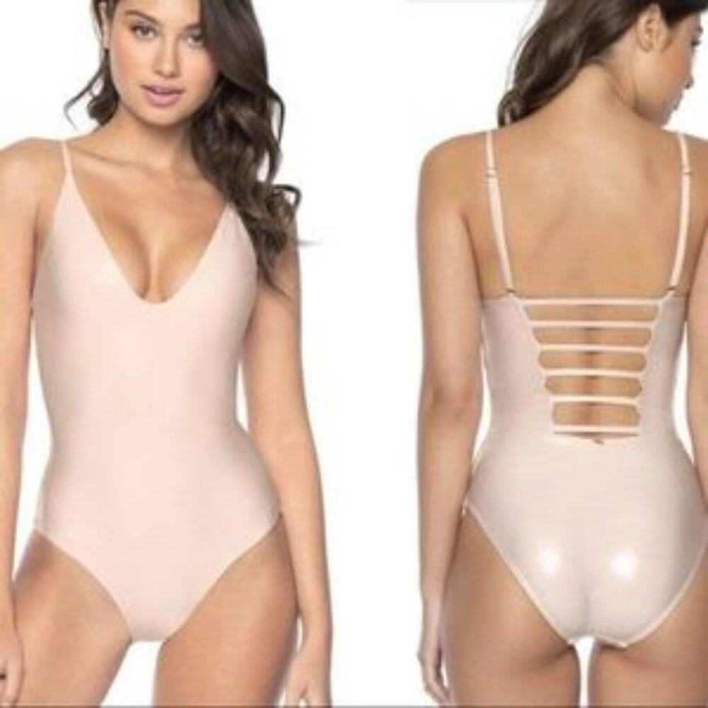 NWT Pilyq Charlee One Piece Metallic Swimsuit in Shell